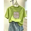 Camiseta de algodón puro para mujer, cuello redondo, manga corta, nueva moda 2026, casual, elegante, rejuvenecedora, color café, para verano