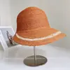 Sombrero de Sol Sencillo Estilo Coreano de Rafia para Mujer Verano Ala Ancha Protección Solar Sombrero de Paja Vacaciones Viaje Sombrero de Pescador Sombrero Cubeta Moderno