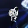 Anillo de Moissanita de Venta Caliente Comercio Exterior Transfronterizo Kuaishou Douyin Xiaohongshu Celebridad de Internet Transmisión en Vivo Femenino Un Quilate Suministro del Fabricante