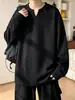 Camiseta de manga larga con cuello en V texturizado para hombre, nueva colección de otoño 2026, color liso, talla grande, top moderno de corte holgado, adecuada como capa interior o camiseta básica