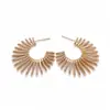 Pendientes Metálicos con Forma de Abanico de Girasol Transfronterizos Europeos y Americanos, Pendientes de Lujo Ligero de Gama Alta, Pendientes de Moda y Versátiles para Mujer al por Mayor