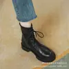 Botas Martin de tacón interior para mujer, nuevas, forradas de polar para invierno, estilo británico corto, cuero genuino, suela gruesa, botas elásticas, talla pequeña