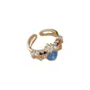 Novo Anel de Flor de Zircônia em Formato de Coração de Camada Dupla para Mulheres, Design Doce e Único, Anel para Dedo Indicador, Anel Aberto Exquisito, Moderno