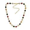 Collar Retro Transfronterizo Europeo y Americano para Mujer, Juego de Pulsera con Gema Colorida, Juego de Aretes de Diseño Creativo Personalizado