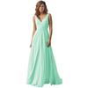 Vestido Feminino Amazon Ombro Decote V Chiffon Alça Madrinha Longo A-Bainha Saia Plissada Vestido Formal de Noite