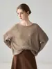 Suéter tejido casual y suave para mujer, de cachemira con trenzado, cuello redondo, estilo relajado