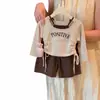 Conjunto de Duas Peças para Meninas: Conjunto Casual Infantil com Top Estampado com Cordão e Calça Wide Leg, Nova Coleção Primavera/Outono 2026
