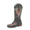 Botas de mujer bordadas Europa y Estados Unidos Nuevas botas de vaquero occidentales con cabeza cuadrada Botas de mujer Botas de moda retro para mujer