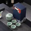 Conjunto de chá com xícaras para convidados rápidos da cerâmica Ru, um bule e quatro xícaras, conjunto de chá de cerâmica para presentes empresariais, caixa de presente, atacado