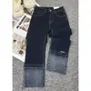Jeans de Perna Reta com Patchwork de Renda Novo Estilo Primavera/Verão Feminino Estilo Coreano Versátil Calças Longas de Perna Larga Versátil de Alta Qualidade