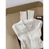 Estilo Old Money Color Avena Cuello Alto Manga Larga Top de Punto para Mujer Principios de Otoño Único Hermoso Adelgazante Top Base