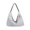 Bolso de hombro a rayas de moda estilo coreano, bolso de mano casual relajado y simple, gran capacidad, ligero, bolso de tela versátil para mujer