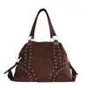 2026 Nuevo Bolso de Hombro de Ante con Decoración de Remaches para Mujer, Bolso Tote de Gran Capacidad para el Trabajo, Bolso de Mano Versátil y de Moda