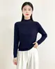 Andy Velvet Design Sense Camiseta Base Feminina Outono/Inverno Lançamento Roupa Íntima Suéter de Manga Longa Gola Alta Meio Perfurações Quentes Malha Macia e Pegajosa