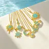 Collar de diseño vintage de luna y sol estilo europeo y americano transfronterizo, estrella y luna brillan juntas, diseño de nicho, accesorios de diamantes completos para mujer