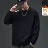 Sudadera para hombre, nuevo estilo otoño e invierno, cuello redondo, corte holgado, forro polar, top sin capucha, chaqueta de manga larga para hombre, versátil