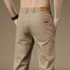 Pantalones Casuales Nuevos Color Caqui 2026 para Hombre, Pantalones de Vestir Rectos Ajustados, Ropa de Verano Delgada de Alta Gama para Hombre
