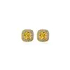 Nuevos Pendientes de Botón Cuadrados Pequeños Amarillos de Plata de Ley S925 para Mujer, Diseño Único, Súper Modernos, Elegantes Pendientes Brillantes de Zirconia