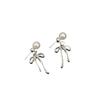 Pendientes Estilo Coreano "Ballet Vibe" con Lazo y Borla Pinzas para Orejas Tipo Espiral Pendientes sin Perforación para Caras Cuadradas y Redondas