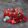 Nueva Pulsera Bohemia de Comercio Exterior con Elegantes Borlas, Diamantes de Imitación, Accesorios de Mármol, Joyería Apilable Multielemento para Hombres y Mujeres
