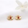 Zhongxing nuevos aretes colgantes de loto de rubí turquesa incrustados aretes estilo retro accesorios de joyería DIY