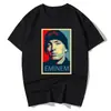Camiseta Impresa del Rapero Eminem Moda Retro Casual Camiseta de Manga Corta con Cuello de Marinero para Mujer