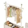 Perchero de pie para comercio exterior, perchero vertical simple para dormitorio del hogar, entrada de puerta, almacenamiento integrado con ruedas, almacenamiento