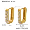 Miduoduo Joias Europeias e Americanas Aço Inoxidável em Formato U 20mm de Altura Fivela de Orelha Brincos de Fivela Totalmente de Zircônia Diamantada Brincos que Não Desbotam