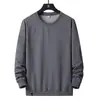 Nueva sudadera de punto para hombre estilo primavera y otoño sin capucha, cuello redondo, manga larga, casual, color liso, corte holgado