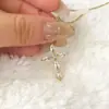 Colar Cruz de Diamante Brilhante em Prata de Lei s925 Estilo Coreano Luxo Leve Exquisito Moderno Versátil Para o Dia a Dia Design de Nicho Corrente para Clavícula
