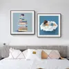 Pinturas decorativas para habitación infantil, arte de pared para habitación de niña y niño, decoraciones de pared creativas con temática de dibujos animados, pinturas para cabecera de dormitorio