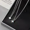 Colar de Prata S925 Nalan, Design Moderno e Simples para o Dia a Dia, Cheio de Diamantes e Colar de Trevo de Quatro Folhas Y02701