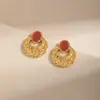 Pendientes de Estilo Transfronterizo Europeo y Americano, Diseño de Estilo Ins Francés, Pendientes de Acero Inoxidable Turquesa, Pendientes de Perlas de Alta Gama