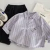 Camisa Infantil Maibao 2026 Otoño Nueva Llegada Camisa Rayada de Dibujos Animados para Niños Ropa de Otoño Elegante para Niños Top Venta al por Mayor