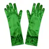 Bestseller transfronterizo en Europa y América: Guantes de Elsa de Frozen, accesorios de princesa para actuación en escenario de satén con lazo para niños