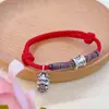 Pulsera de tobillo plata retro plata dragón cuerda una cuerda para el nudo que desees pequeño dragón realista linda fresca diseño de nicho fresco