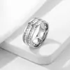 Anillo de Acero Inoxidable de una y doble fila de pequeños diamantes cuadrados, diamantes completos, estrellas japonesas y coreanas, oro rosa, anillo de cola para niña, en vivo