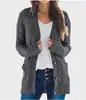Outono e Inverno 2024 Novo Cardigan Feminino Amazon Europeu e Americano Casual Cor Sólida Botão Torcido Suéter Cardigan