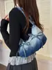 Bolso de mezclilla vintage para mujer, bolso de hombro casual versátil para el día a día, bolso de mano ligero, elegante bolso para debajo del brazo