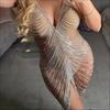Corrente de Corpo Longa Europeia e Americana de Luxo Cheia de Strass Sexy Peça Única Vestido Longo Joia Corporal Feminina Corrente de Corpo para Bikini