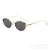 Nuevas gafas de sol retro ovaladas de metal transfronterizas para hombres y mujeres, gafas de sol de moda y tendencia con protección solar