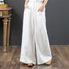 Pantalones de Pierna Ancha de Algodón y Lino para Mujer, Corte Holgado, Adelgazantes, Color Sólido, Pantalones Casuales Simples, Estilo Japonés, Petite, Versátiles, Cintura Elástica, Pantalones Largos