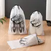 Bolsa de Viaje para Zapatos, Bolsa Gruesa de Pe Transparente con Cordón para Guardar Zapatos, Bolsa Plegable con Cordón a Prueba de Polvo e Impermeable para Zapatos al por Mayor