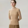 Suéter Feminino 100% Caxemira Pura, Gola Meia-Alta, Pulôver Espessado de Sete Fios, Camada Base de Malha Emagrecedora