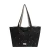 Bolso de hombro con estampado de estrellas, bolso tote, diseño casual estilo coreano, gran capacidad, bolso de mujer, bolso pequeño y fresco de lona, bolso de axila
