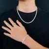 Collar Transfronterizo Europeo y Americano de 5 mm Cadena de Tenis de Moissanita Plata Chapada en Oro Simple Accesible Lujo Joyería de Gama Alta Hip-Hop