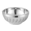 Tazón de Acero Inoxidable 304 Cantimplora Tazón para Sopa Escolar Engrosado Doble Capa Anti-quemaduras Tazón de Platino Tazón Blanco Dorado Pulido Tazón Redondo Tazón para Arroz
