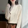 Outono/Inverno 2026 Novo Tricô Andy de Veludo Gola Meia-Alta Manga Longa Feminino Jacquard Solto Pulôver Camada Base Top