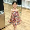 Vestido de tirantes con estampado floral colorido para niña, Vestido holgado de estilo coreano de verano para niños, Elegante vestido floral para bebés