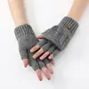 Guantes de Punto Cálidos sin Dedos con Tapa Abatible Trenzados Dobles para Mujer, Otoño e Invierno, Guantes de Dedos Divididos de Moda y Versátiles
